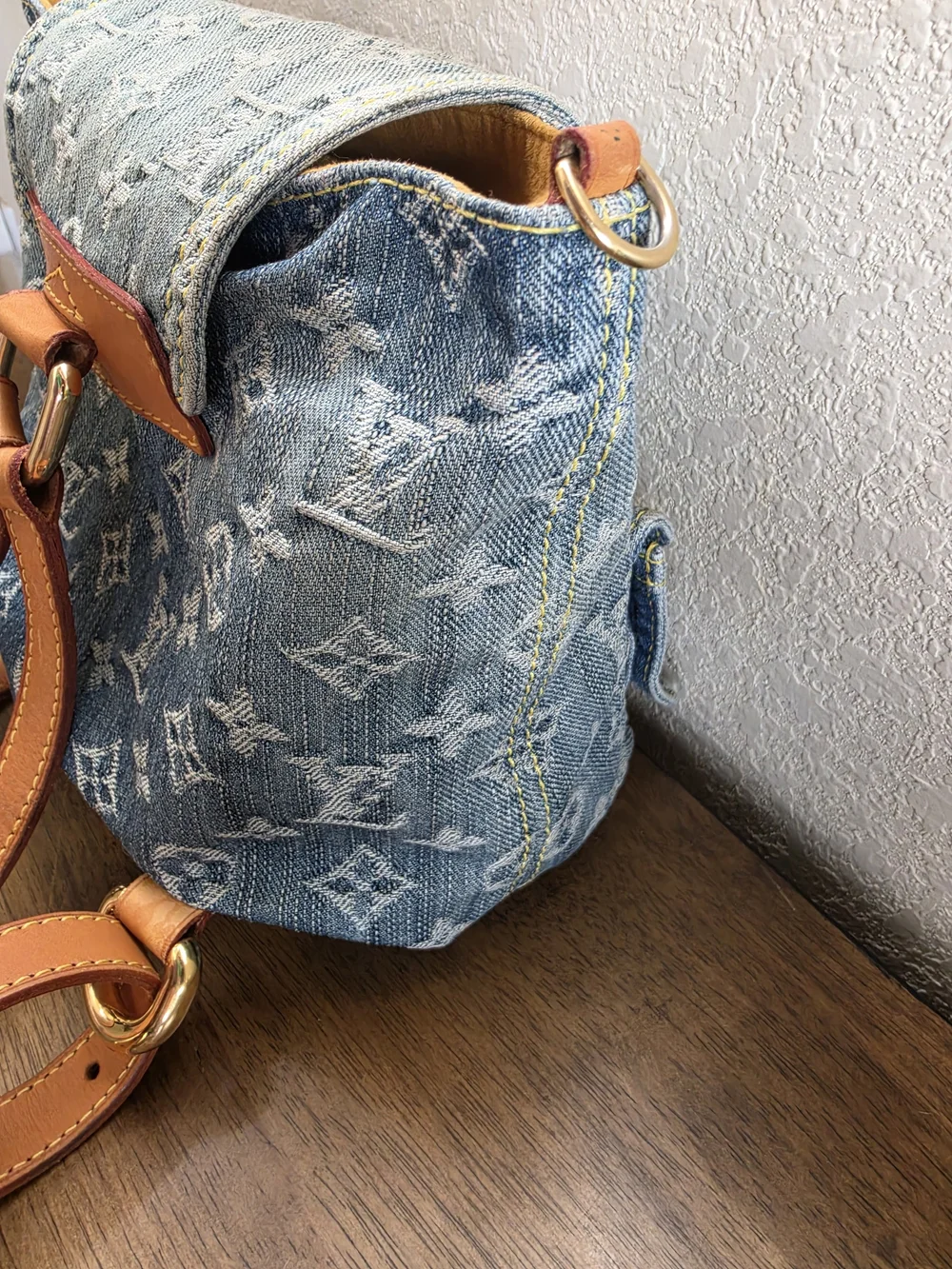 Louis Vuitton Blue Denim Mini Backpack with Vachetta Leather Trim